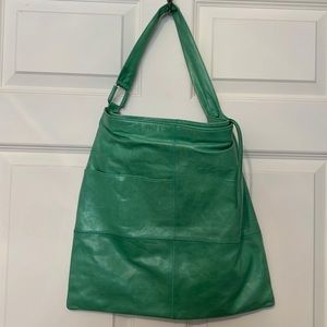 Green leather HOBO tote bag-excellent never used condition.
